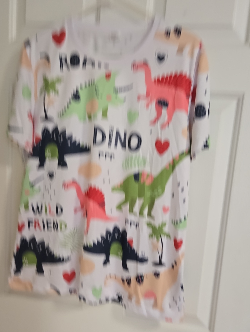 White Dino Print Short Sleeve Tee